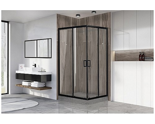 Душевой уголок Royal Bath HPD 120х100 RB1120HPD-T-BL профиль Черный стекло прозрачное
