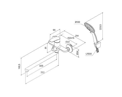 Смеситель для ванны Milardo Rora RORBL00M10 универсальный Черный матовый