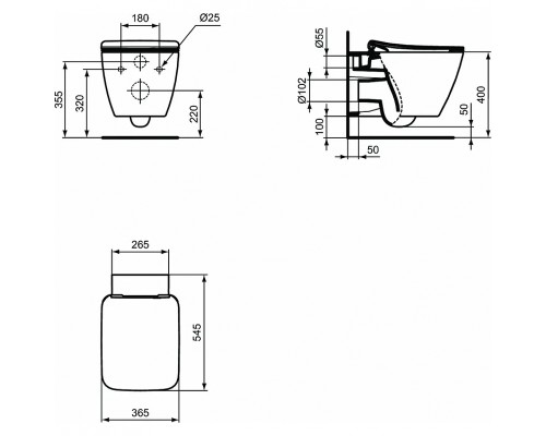 Комплект унитаза с инсталляцией Ideal Standard Strada II P387001 с сиденьем Микролифт и клавишей смыва