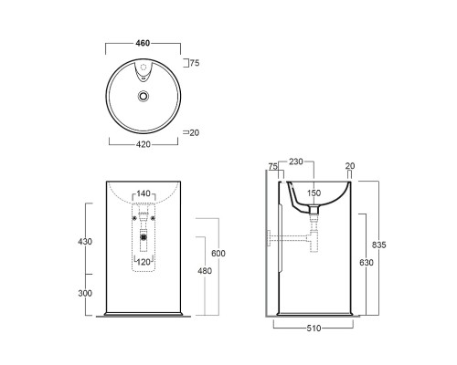 Раковина Simas Top E Lavabi D Arredo 51 GTEbi*1 Белая