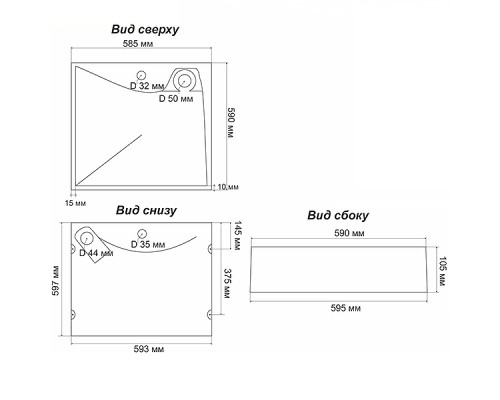 Раковина над стиральной машиной Stella Polar Турин 60х60 черный мрамор