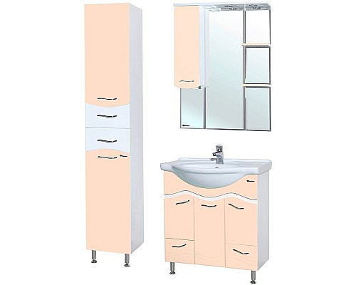 Зеркало со шкафом Bellezza Мари 75 R 4612912001226 с подсветкой Бежевое