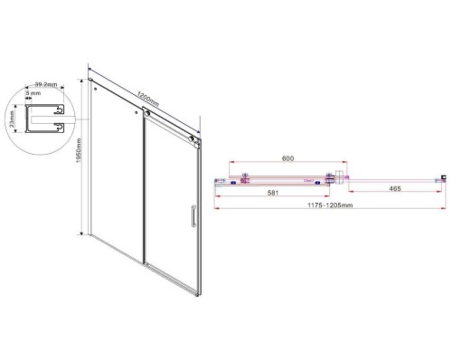 Душевая дверь Vincea Como 120 VPS-1C120CLB профиль Черный стекло прозрачное