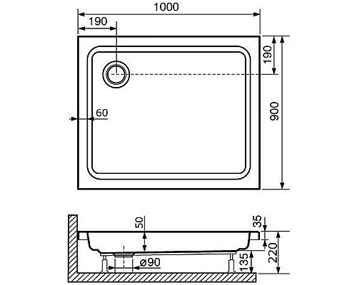 Акриловый поддон для душа RGW Acrylic Style 100x90 16180290-11 Белый