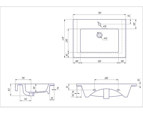 Раковина Kirovit Оскар 750 Белая