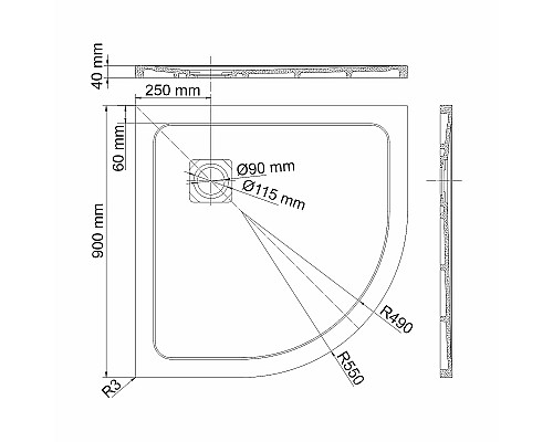 Душевой поддон из искусственного камня WasserKRAFT Rhin 90x90 44T01 Белый матовый