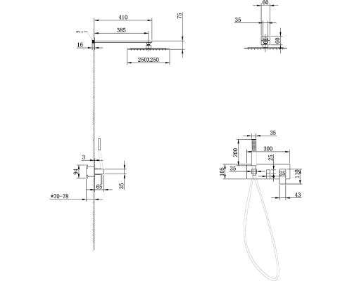 Душевая система Abber Daheim AF8218B Черная матовая