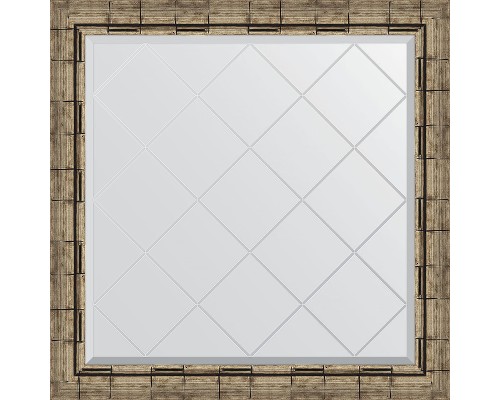 Зеркало Evoform Exclusive-G 83х83 BY 4308 с гравировкой в багетной раме - Серебряный бамбук 73 мм
