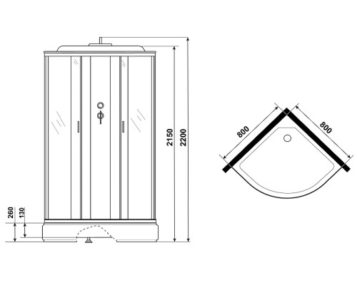 Душевая кабина Niagara Classic 80х80 NG-6703-14P без гидромассажа