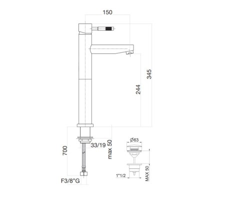 Смеситель для раковины Webert Rimini RI830402010 золото