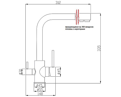 Смеситель для кухни ZorG Steel Hammer SH 801 INOX BRONZE PVD Бронза