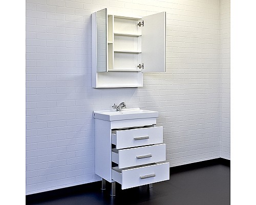 Тумба с раковиной Comforty Никосия 60Н 00-00011160 Белая глянцевая