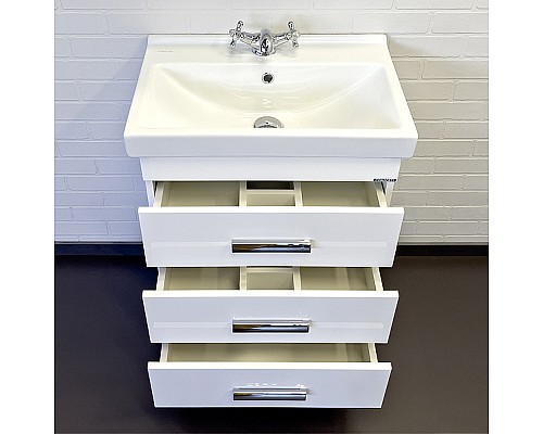 Тумба с раковиной Comforty Никосия 60Н 00-00011160 Белая глянцевая