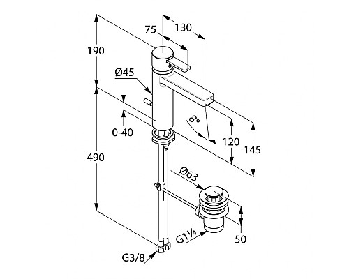 Однорычажный смеситель для раковины Kludi Zenta 382640575