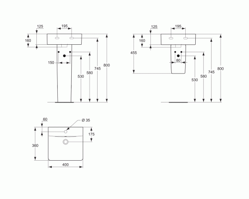 Раковина Ideal Standard Connect Cube 40 E803301 Euro White