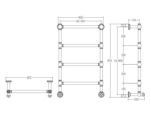 Полотенцесушитель водяной, хром, Margaroli Armonia 94425504CRN