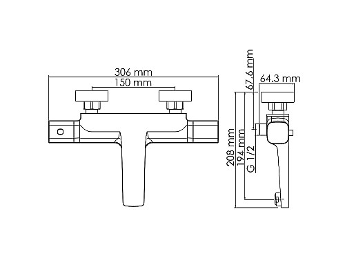 Смеситель для ванны WasserKRAFT Naab 8611 Thermo с термостатом Хром
