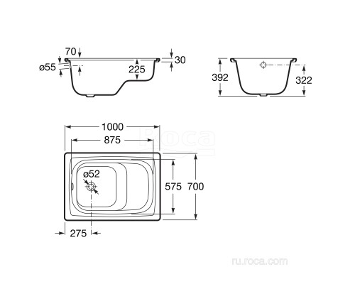 Стальная ванна Roca Contesa 213100001 105x70 