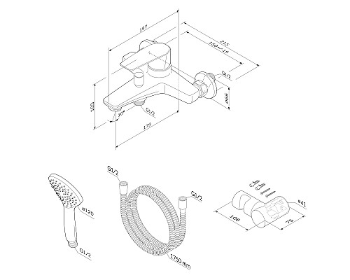 Смеситель для ванны AM.PM Gem F90A15000 Хром