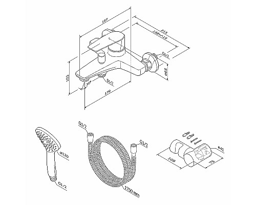 Смеситель для ванны AM.PM Gem F90A15000 Хром
