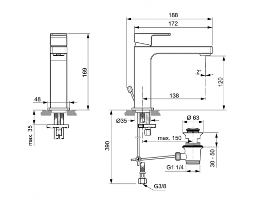Смеситель для раковины Ideal Standard Edge A7106AA Хром