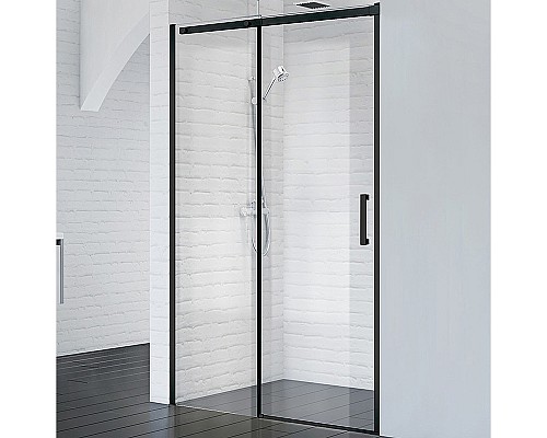 Душевая дверь BelBagno Acqua 130 ACQUA-BF-1-130-C-NERO профиль Черный стекло прозрачное