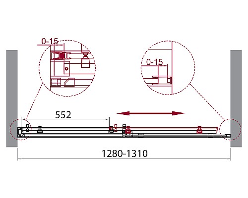 Душевая дверь BelBagno Acqua 130 ACQUA-BF-1-130-C-NERO профиль Черный стекло прозрачное