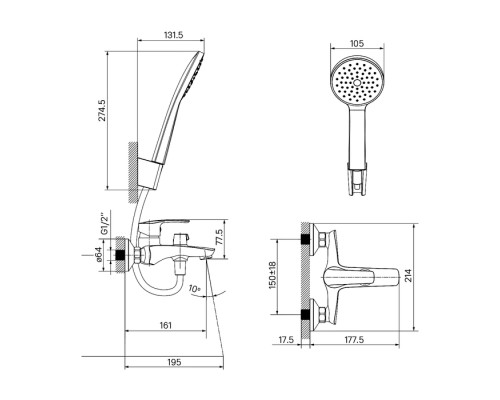 Смеситель для ванны белый матовый IDDIS Ray RAYWT02i02
