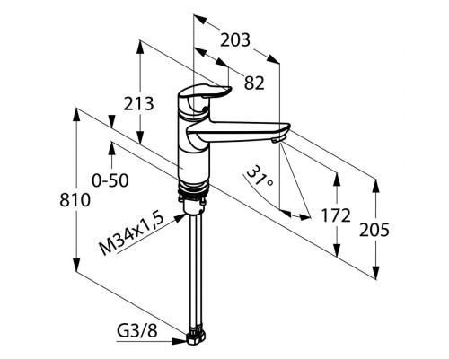 Кухонный однорычажный смеситель с байонетным креплением Kludi Objekta 325780575