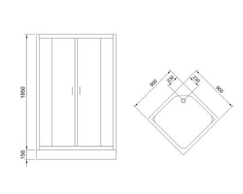 Душевой уголок Royal Bath HP 90х90 RB90HP-C-BL профиль Черный стекло матовое