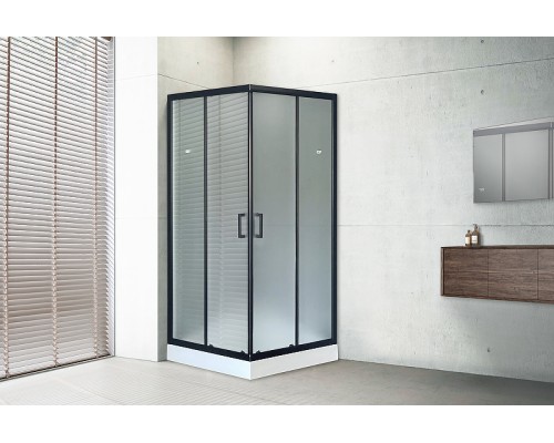 Душевой уголок Royal Bath HP 90х90 RB90HP-C-BL профиль Черный стекло матовое