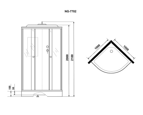 Душевая кабина Niagara Lux 100x100 NG-7702M без гидромассажа