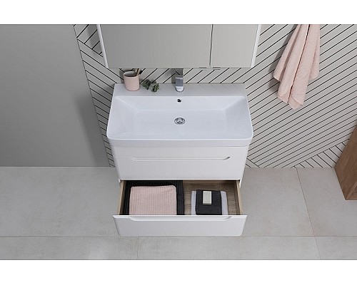 Тумба под раковину Aquanet София 80 274002 подвесная Белый глянец