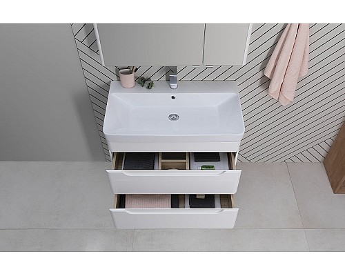 Тумба под раковину Aquanet София 80 274002 подвесная Белый глянец