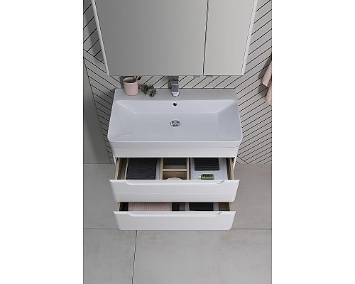 Тумба под раковину Aquanet София 80 274002 подвесная Белый глянец