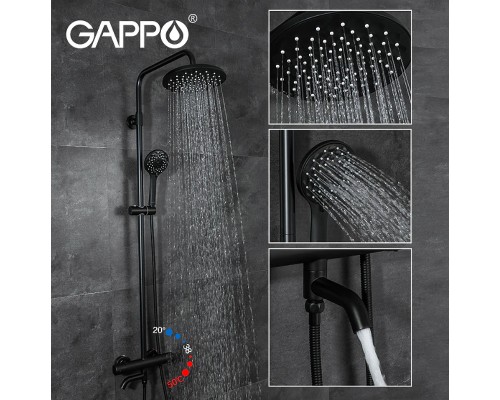 Душевая система Gappo G90 с термостатом Черная матовая