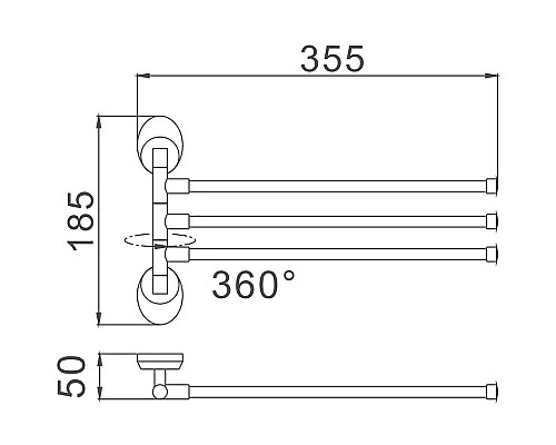 Полотенцедержатель Haiba HB1613 тройной поворотный Хром