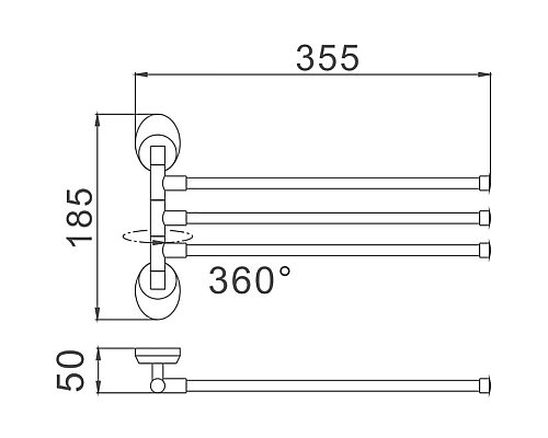 Полотенцедержатель Haiba HB1613 тройной поворотный Хром