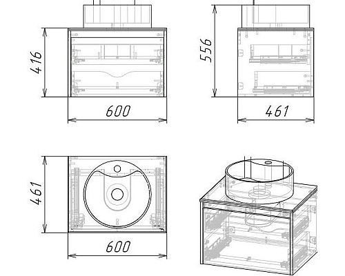 Тумба под раковину Grossman Смарт 60 106009 подвесная Веллигтон Графит