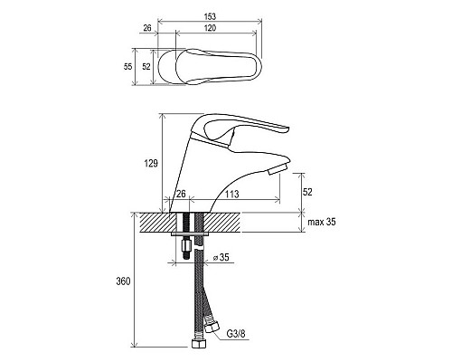 Смеситель для умывальника без донного клапана Ravak Rosa X070022