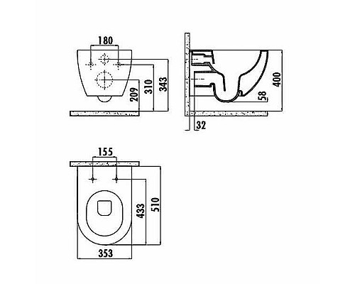 Унитаз биде Creavit Free FE322-00CM00E-0000 подвесной Капучино без сиденья