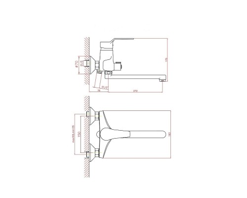 Смеситель для ванны Cron CN2263 универсальный Хром