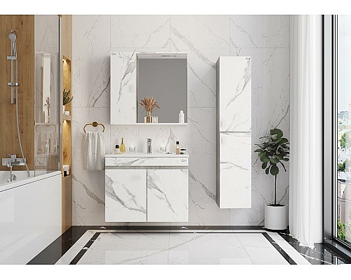 Зеркало со шкафом Onika Марбл 75.00 У 207524 Мрамор Камень бетонный