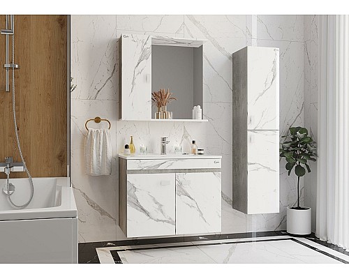 Зеркало со шкафом Onika Марбл 75.00 У 207524 Мрамор Камень бетонный