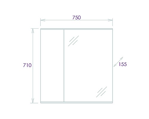 Зеркало со шкафом Onika Марбл 75.00 У 207524 Мрамор Камень бетонный