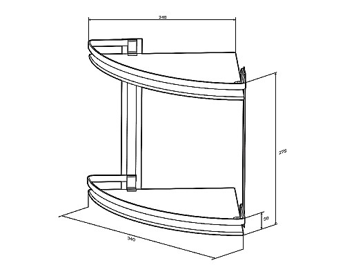 Стеклянная полка AM.PM Sense L A7456200 угловая Серебристая