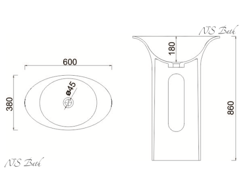 Раковина из искусственного камня NSBath NSF-60380M матовая
