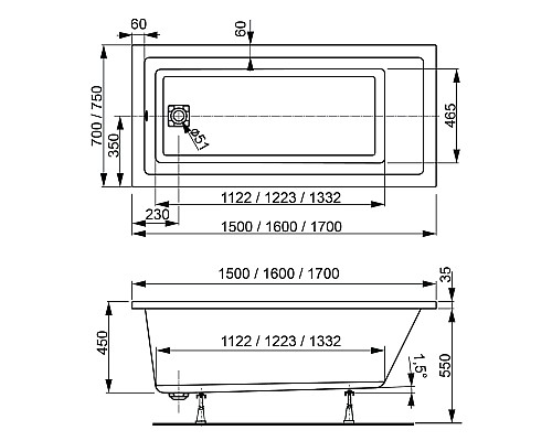 Акриловая ванна VAGNERPLAST CAVALLO 150 VPBA157CAV2X-04 Акриловая ванна VAGNERPLAST CAVALLO 150 VPBA157CAV2X-04