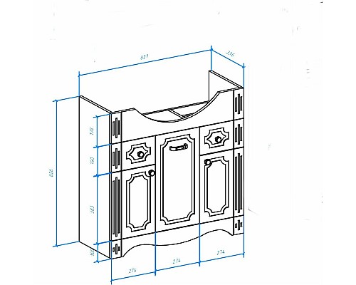 Тумба под раковину Bellezza Кантри 85 4639914000019 Белая
