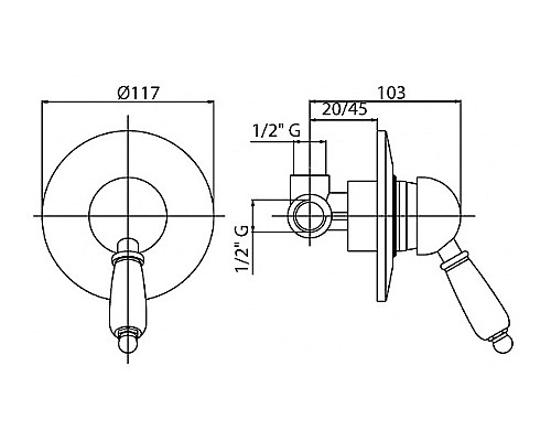 Смеситель для душа Cezares ELITE-DIM-02-Bi